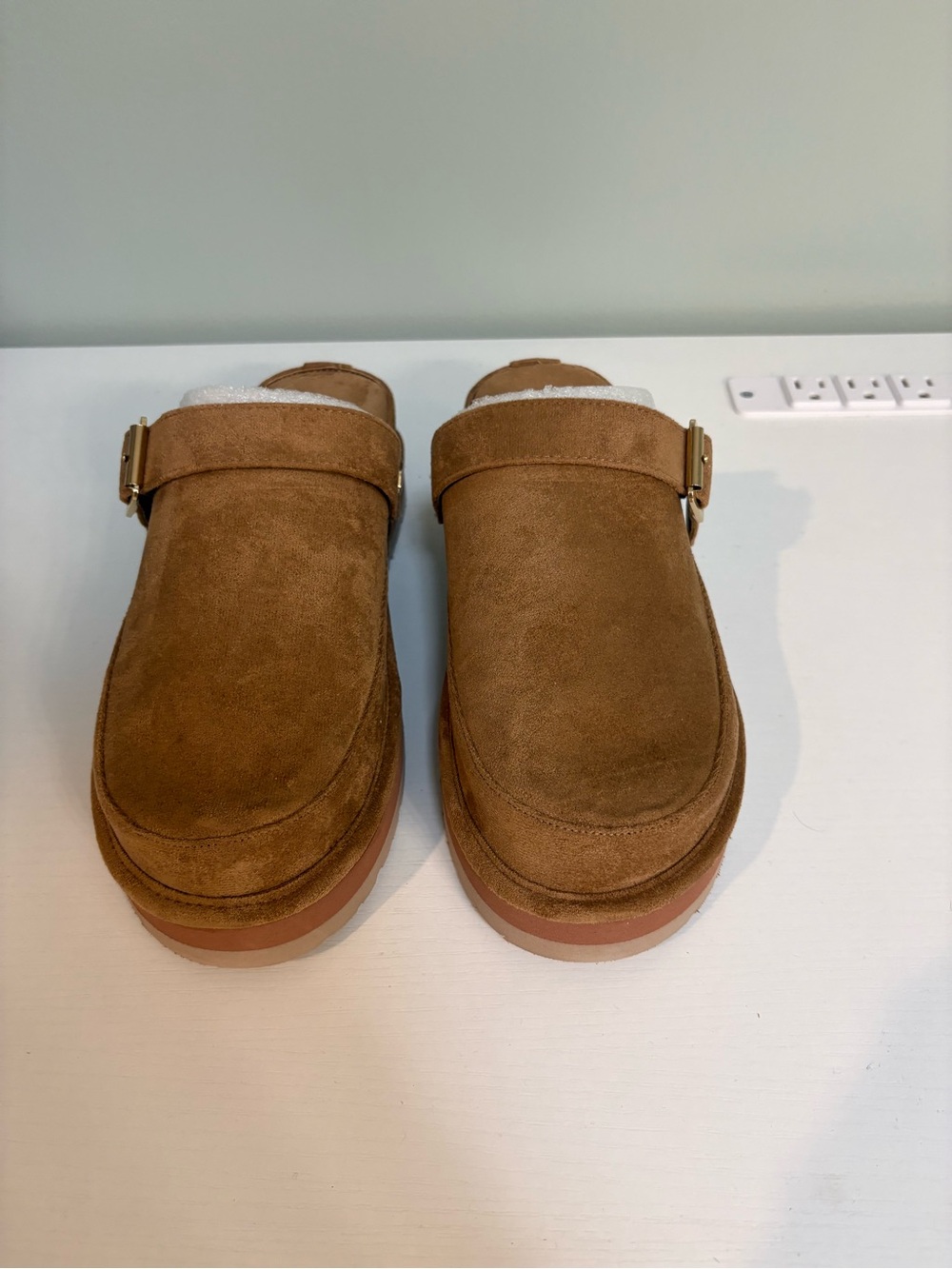 Madden Girl Suede Loafer Mules in Tan